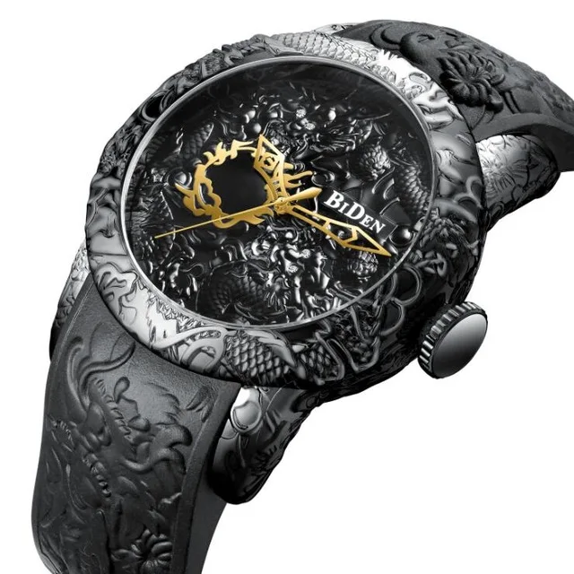 

Biden 0129 Special Design Men Automatic Mechanical Wrist Watches Gold Dial Analog Fashion Leather Cool Reloj de los hombres
