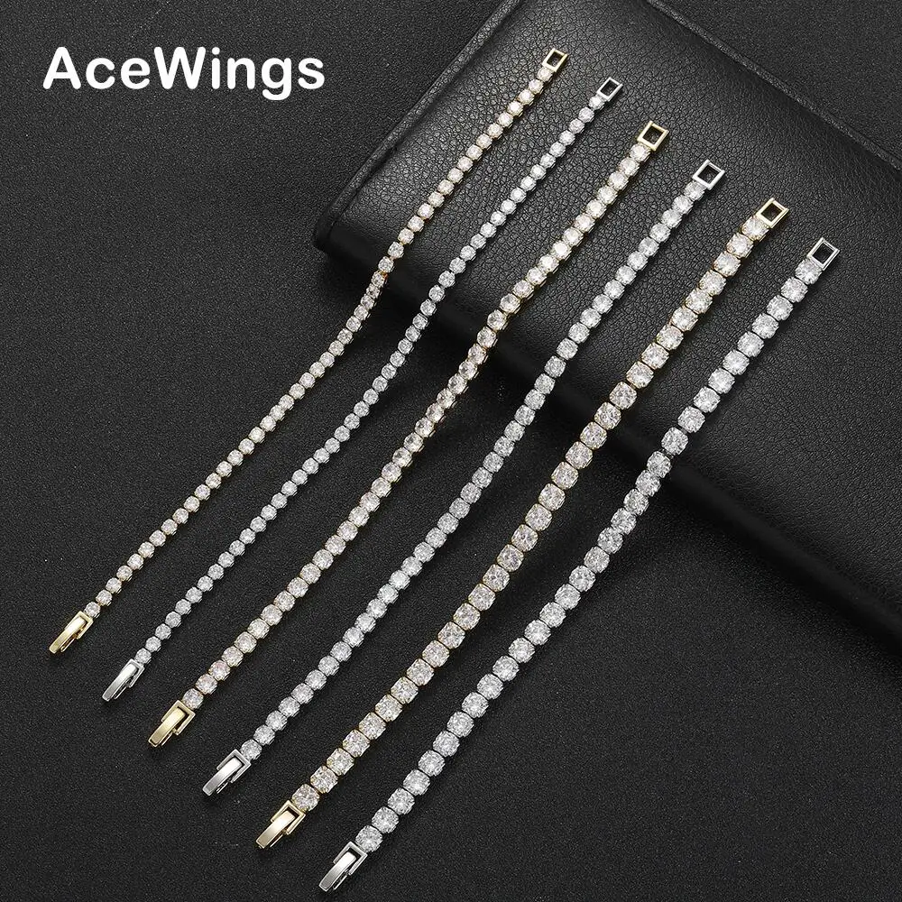 BB130 Cheap Style 3mm 4mm 5mm  Brass Zircon Tennis Bracelet Hip Hop Jewelry Gold Silver Men CZ Bracelet Iced Out