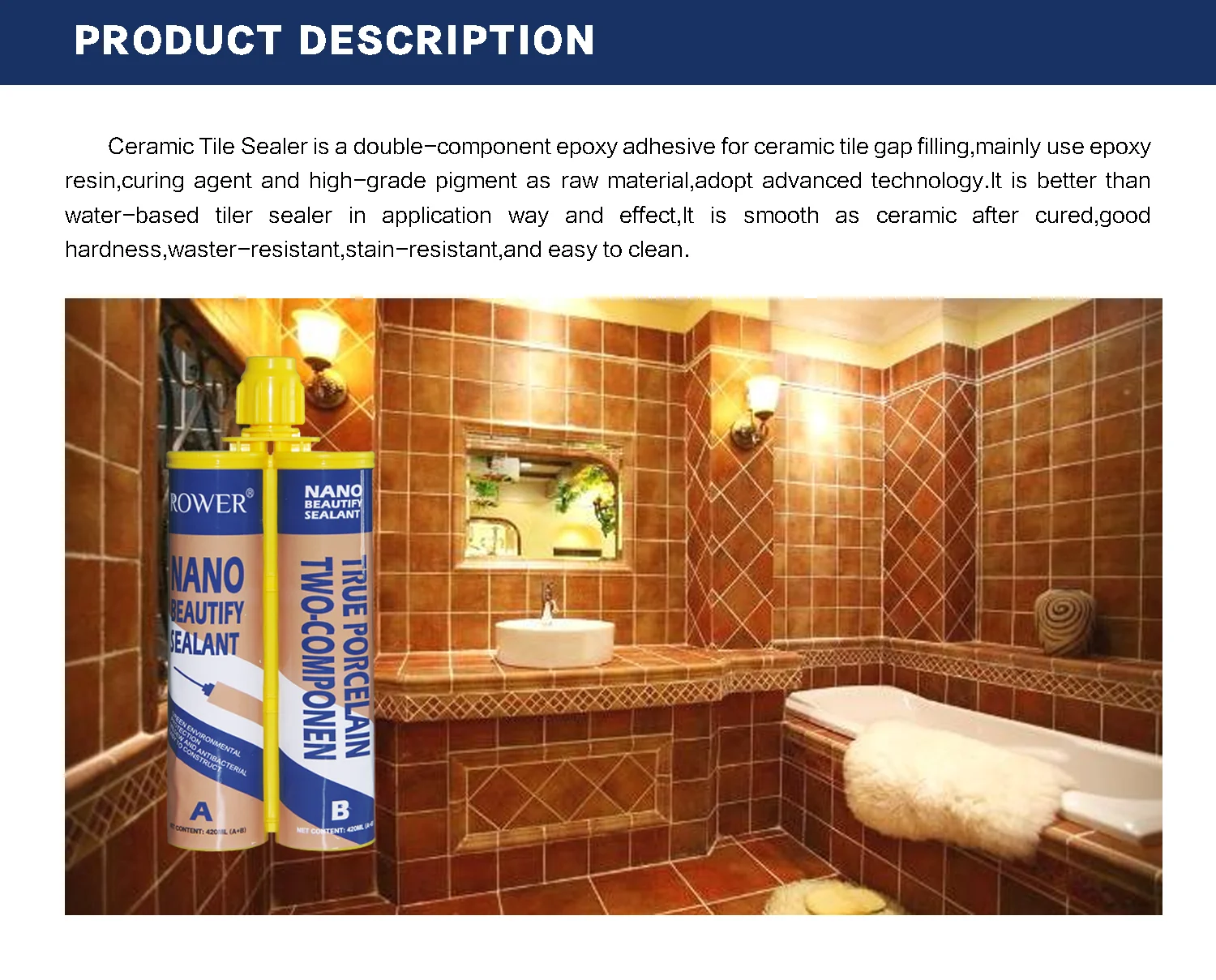 Non Shrink Two Component Waterproof Ceramic Epoxy Tile Grout Sealer