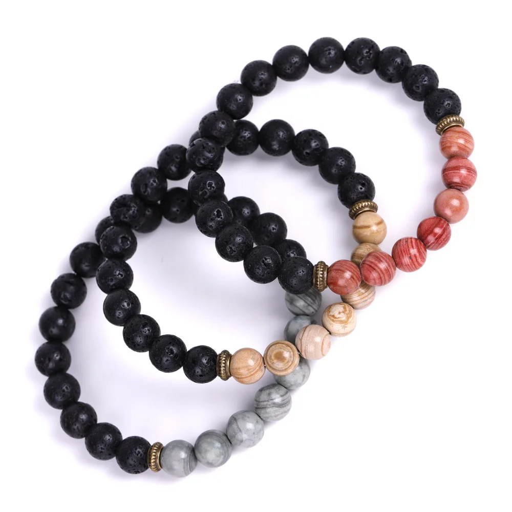 

New Design Handmade Serpenggiante Lava Stone Bracelet For Women and Men