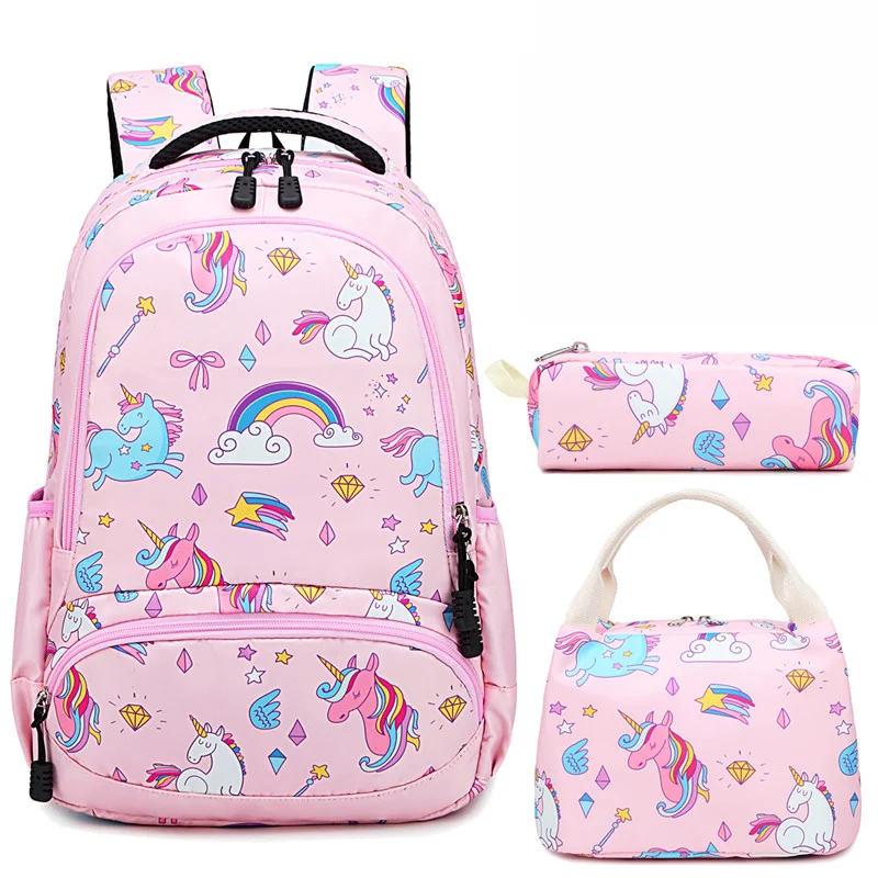 

Meisohua cute girls school backpack for kid 3 in 1 unicorn school bag set water resistant bag with lunch tote pencil case, Pink