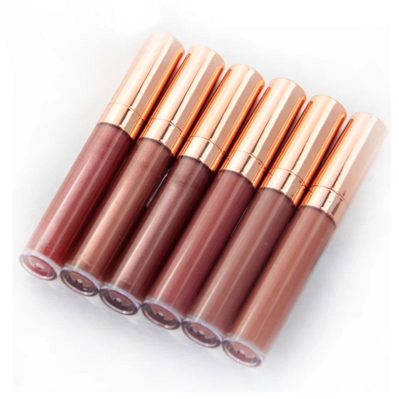 

Wholesale cosmetics private label 6 color liquid lipstick high quality vegan and glitter lipstick, 6 colors