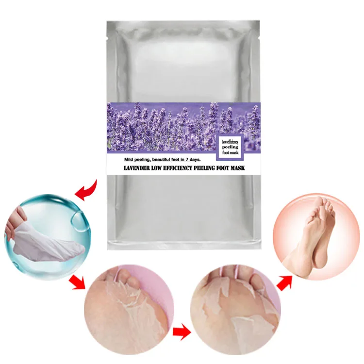 

Private label lavender gentle foot peel spa socks peeling and exfoliating foot mask, White