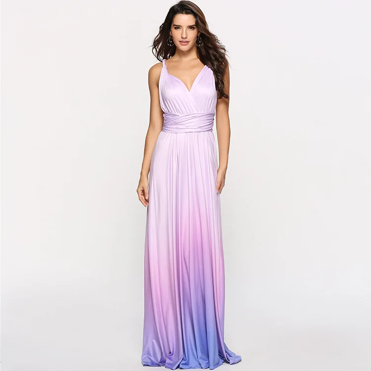 

Alibaba 2022 Cross Backless Gradient Maxi Dresses Party Gowns for Women Evening Dress, 9colors