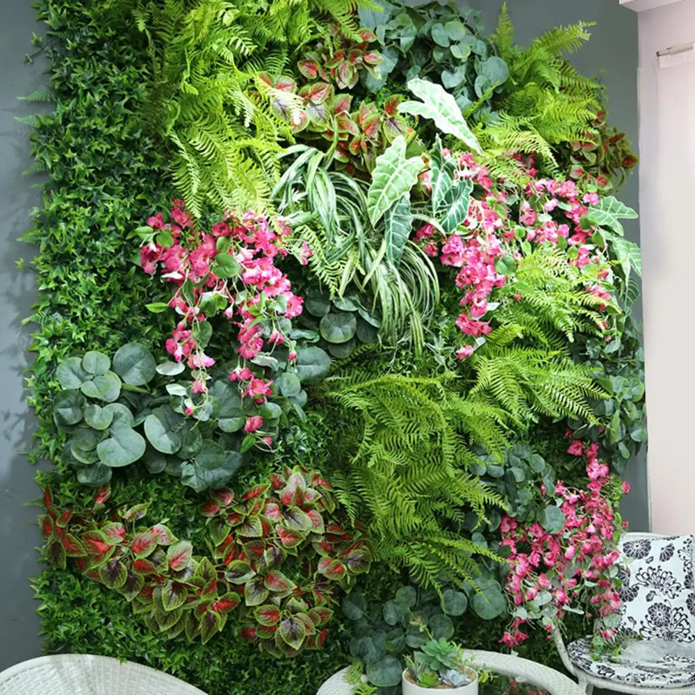 

Artificial Flower Wall Decoration Flower Panels plant Grass Wall Wedding Decoration Grass Mat Background, Green