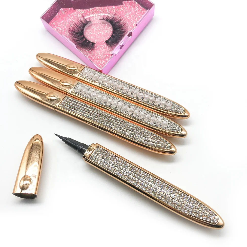 

New Waterproof Smooth Liquid Gold Adhesive Eyeliner Lash Glue Pen For Strip Lashes, Natural black, brown, clear color