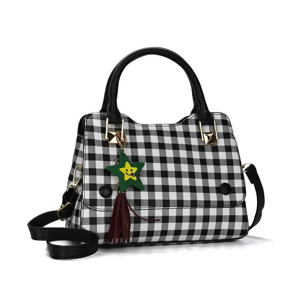 

Hot Selling Travel Fashion Plaid Shoulder Bag Handbag For Women, Black, red, creamy-white