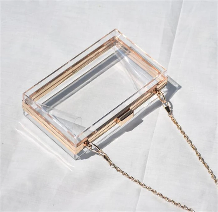 

2021 Hotselling trending fashion women evening crossbody bag clear handbag transparent acrylic box clutch purse bag, Black, clear, white, pink, customized