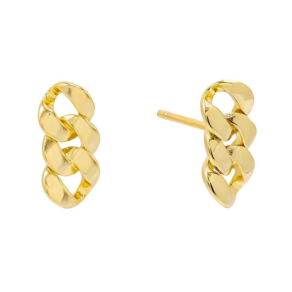 

Wholesale High Quality 925 Sterling Silver Chain 18k Gold Plated Stud earrings For Woman