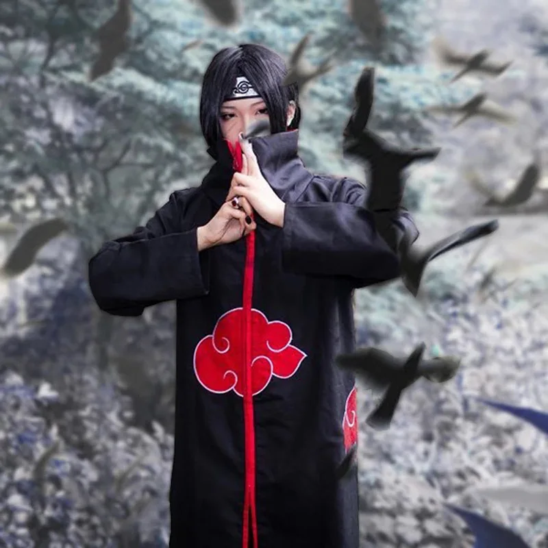 

Japan Anime Cosplay Costumes Akatsuki Itachi Premium Cosplay Costume Jacket Cloak for Adult/Kids, As show