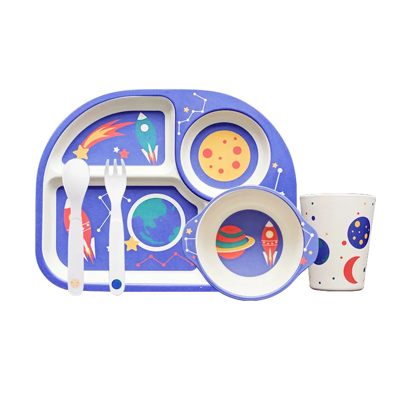 

Blue forest factory direct selling bamboo kids plate dinnerware sets, Oem