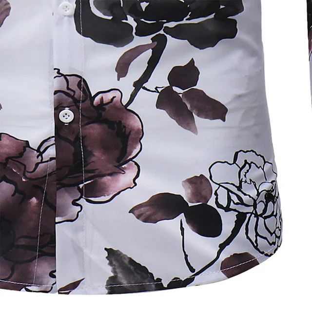 
fashion new design men spring long sleeve tops floral print business formal polyester cotton dress shirts 
