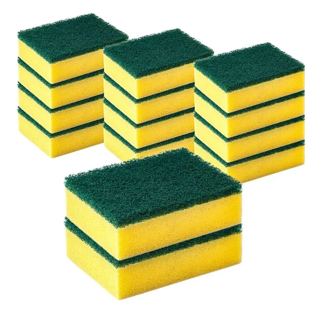 

Kitchen Cleaning Sponge Dish Scrub Sponge Non Scratch Heavy Duty All Purpose Cleaner, Yellow+green