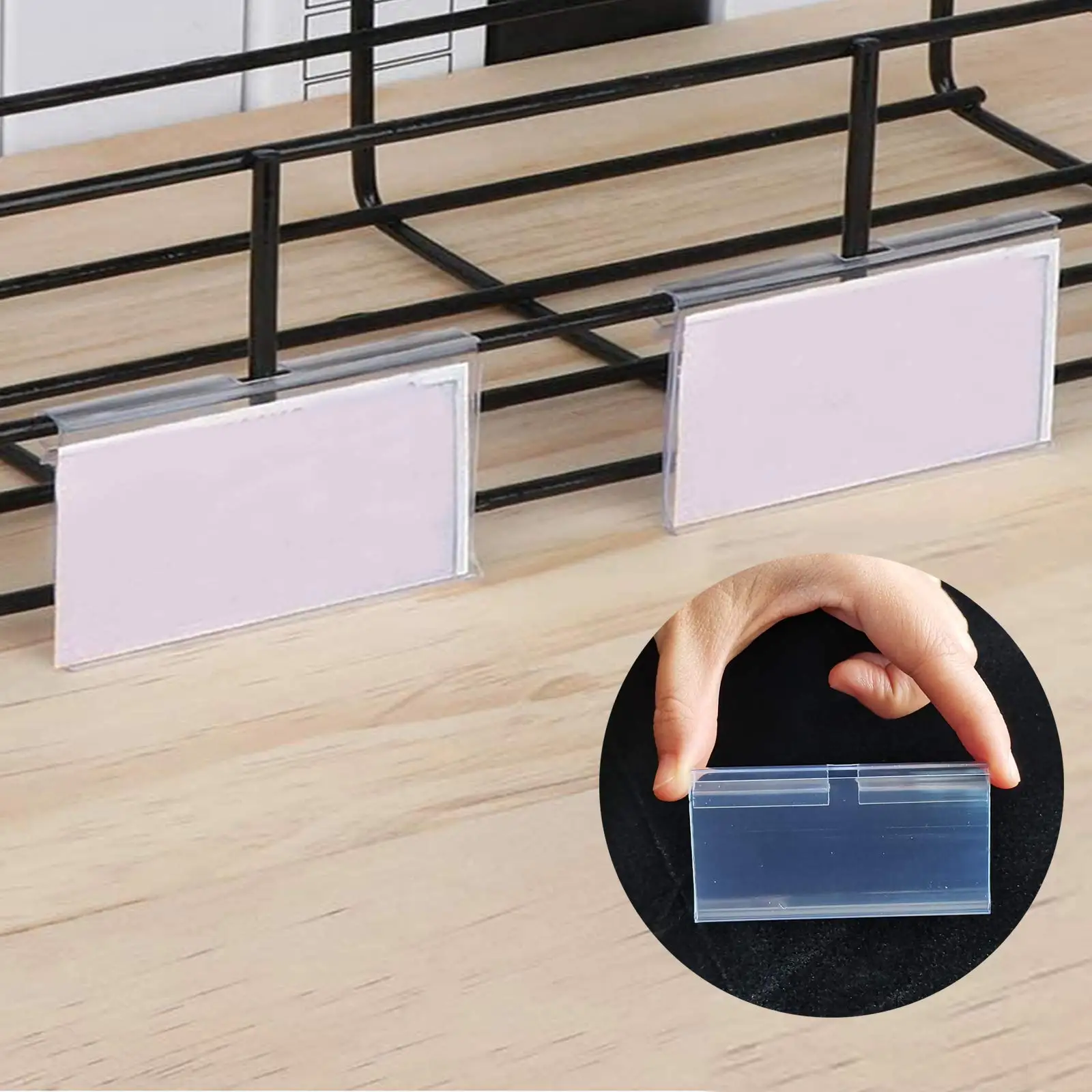 Best Product Wire Basket Custom Pvc Labels Clip Holder Strip Price Tag Holder With Adhesive Tape for Wire Shelf Slatwall Hook