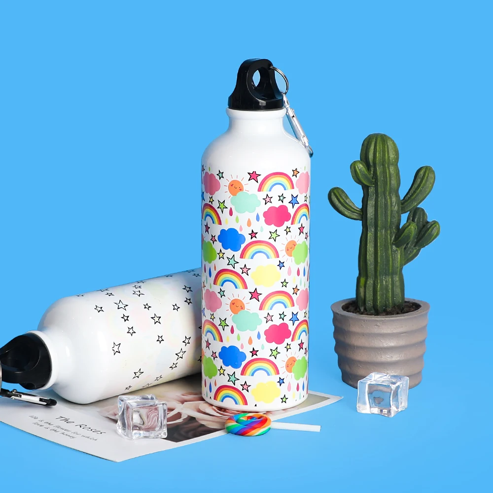 

Food-grade printed drinking beverage custom logo 500ml sport vacuum aluminum water bottle