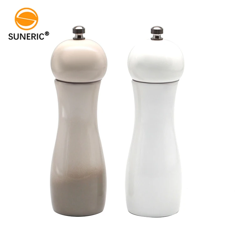

6 inch manual adjustable coarseness mill ceramic salt grinder for spice salt and pepper, White, grey