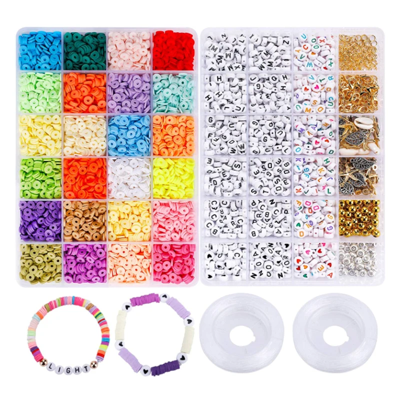 

Amazon Hot Sale 6000pcs Custom Polymer Clay Beads For Jewelry Making Bracelets Heishi Clay Beads Kit