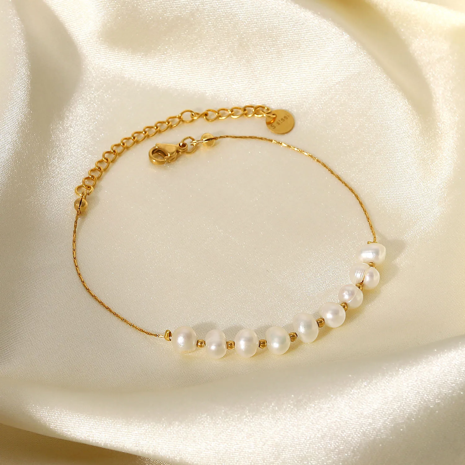 Natural freshwater pearl stainless steel bracelet Bracelet Jewelry Women's gift PVD electroplated 18k gold chain bracelet