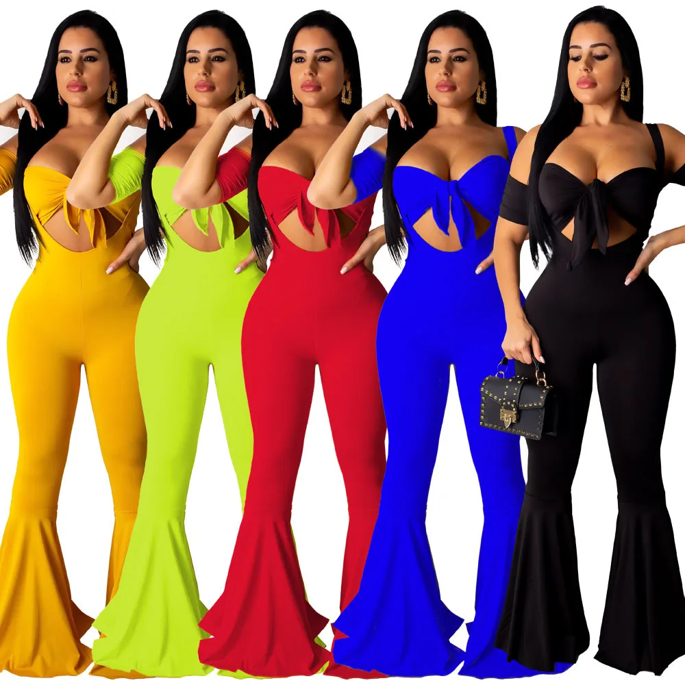 

Europe and the United States fashion sexy multi - color breast - wrapping horn jumpsuit two sets
