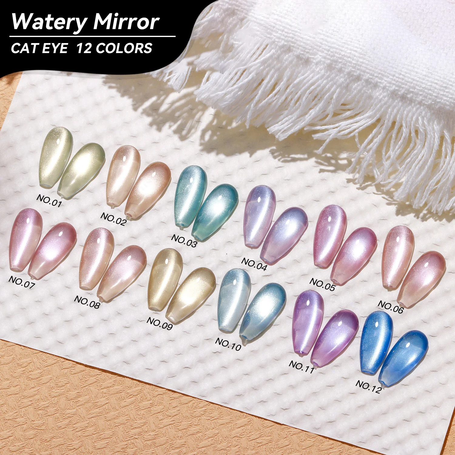 JTING Hot Popular Watery Mirror Cat Eye Gel Polish Collection 12colors Hema TPO Free Jelly Cat Eye Gel Nail Polish Free Custom