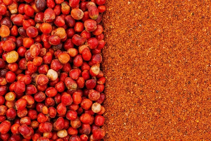 Close-up comparison of crushed red pepper and chili flakes showing identical texture and color in two spice jars