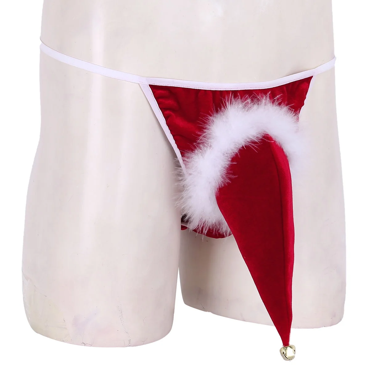 YONGHS Mens Velvet Low Rise Bulge Pouch G String T-Back Underwear Christmas Santa Hat Costume