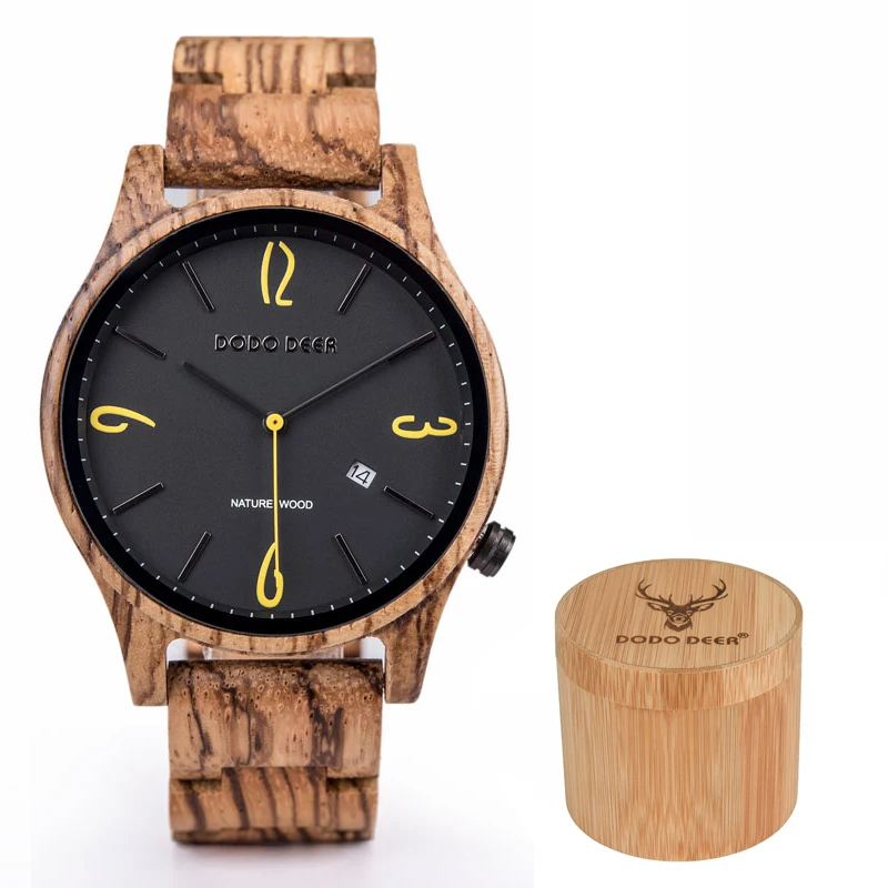 
Minimalist Style Wood Strap Quartz Clock Hours Men Women Nature Wooden Watch 
