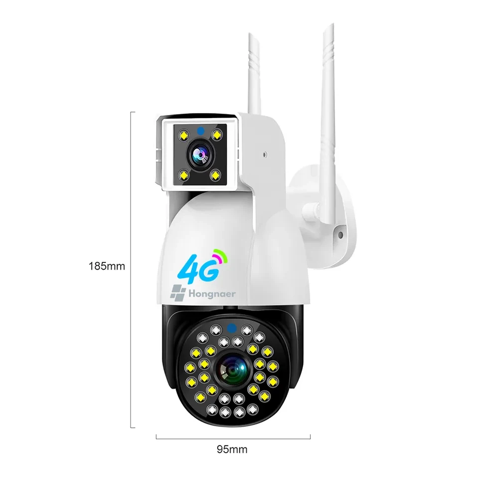 

4G SIM Card PTZ Camera HD Resolution Color Night Vision 4MP Wifi Dual Lens Camera Dual Screen Network CCTV Camera