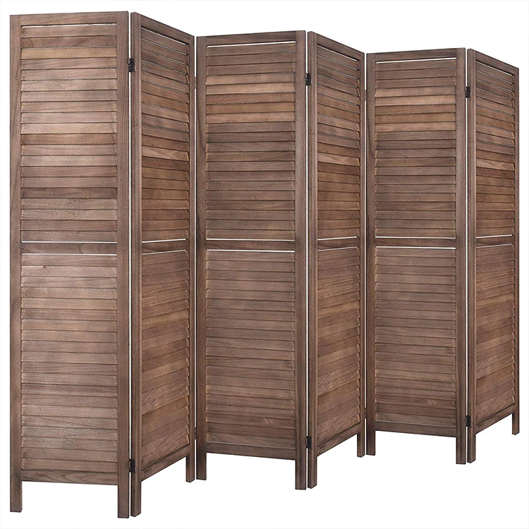 

Freestanding 6 Panel Privacy Partition Wall wooden room divider screen, Brown