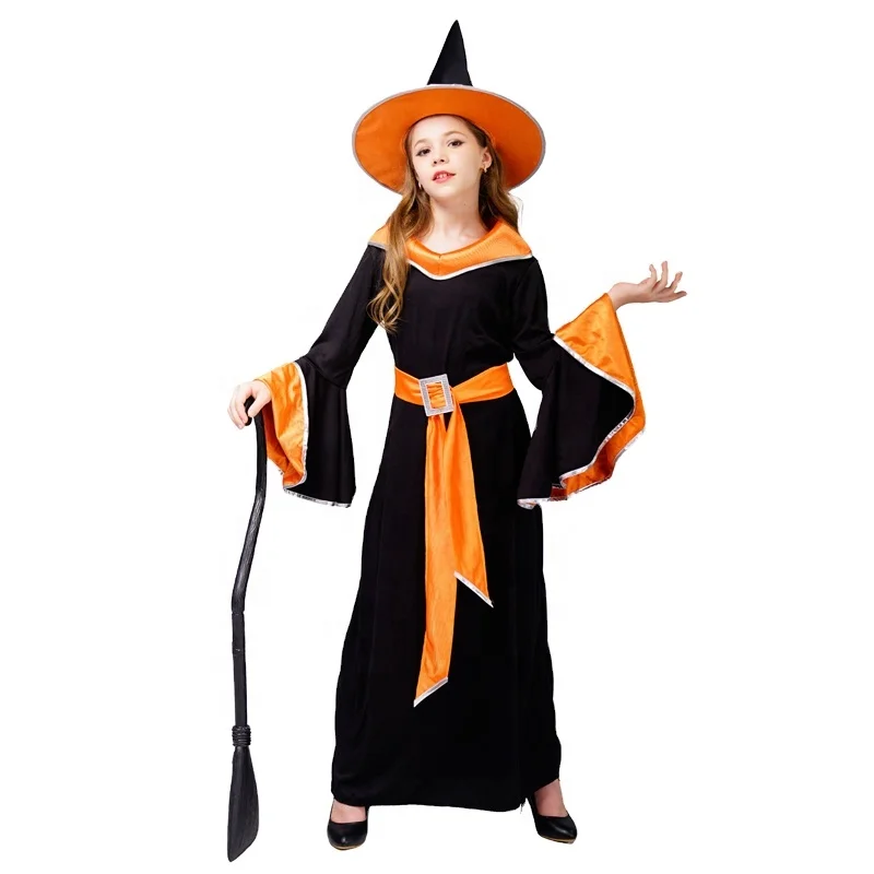 

Halloween Party Costume Beauty Elegant Long Witch Fancy Dress Costumes With Belt