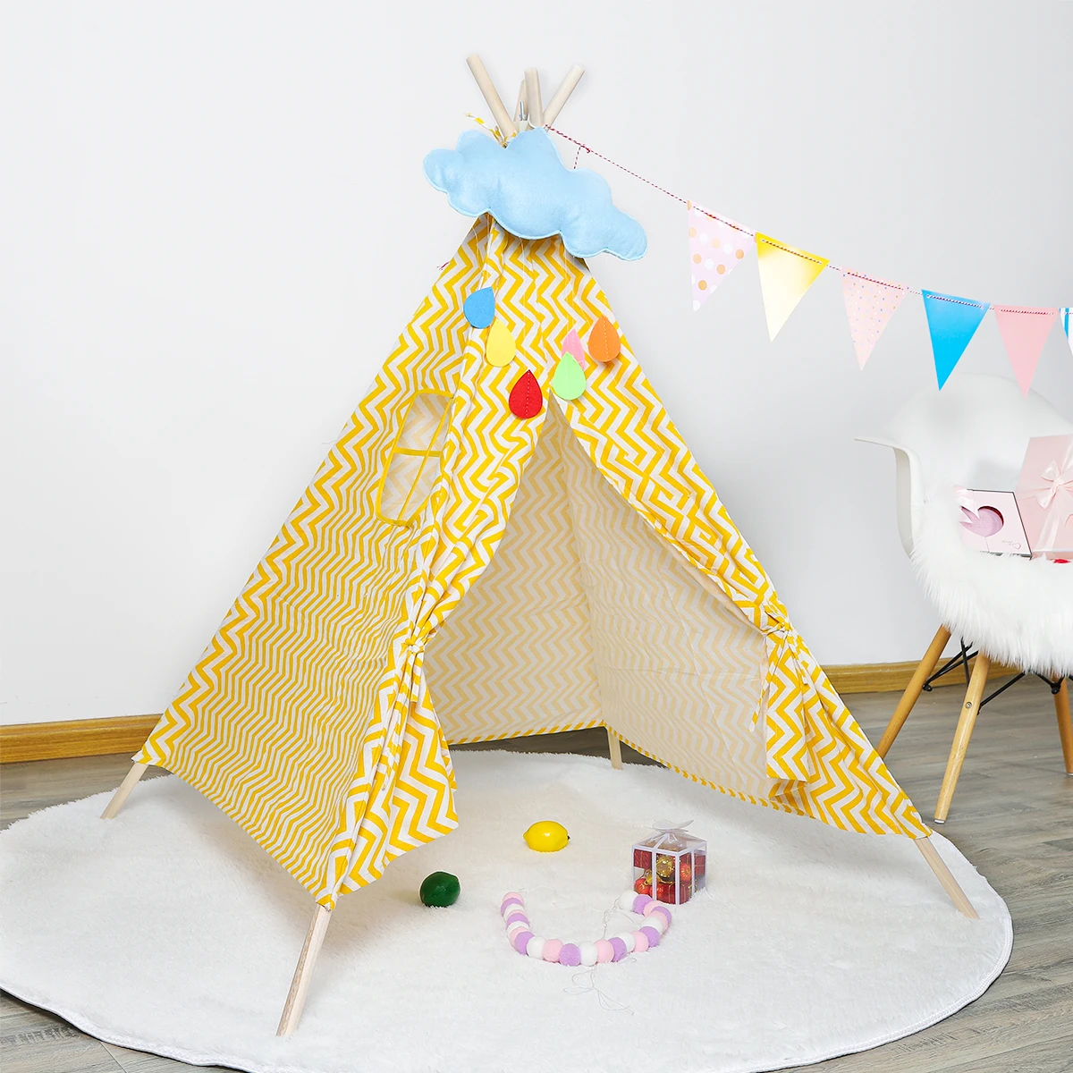

high quality kids play tent Many colors and styles House For Children Cabana Kids Decoration Carpet LED Lights for Tents, Polychromatic