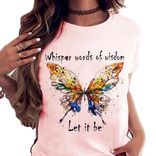 

Mzl's Love Summer Fashion Casual Women's Colorful Butterfly Print T-shirt