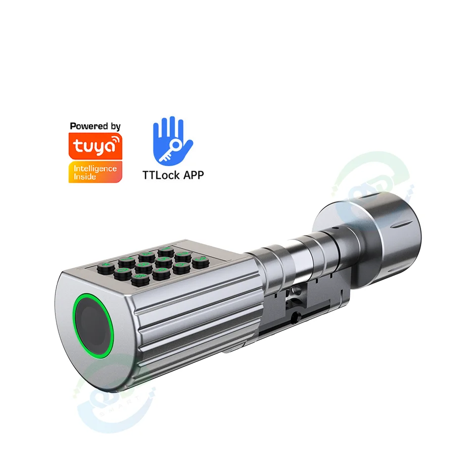 

Euro Adjustable Cylinder Smart DoorLock IP65 Waterproof Tuya TTLock App Fingerprint RFID Smart Card Digital Cylinder Lock