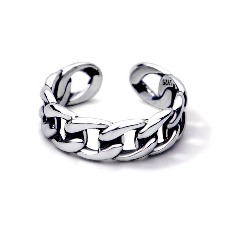 

s925 sterling silver retro chain twist geometric woven ring fashion personality open ring jewelry, Picture shows