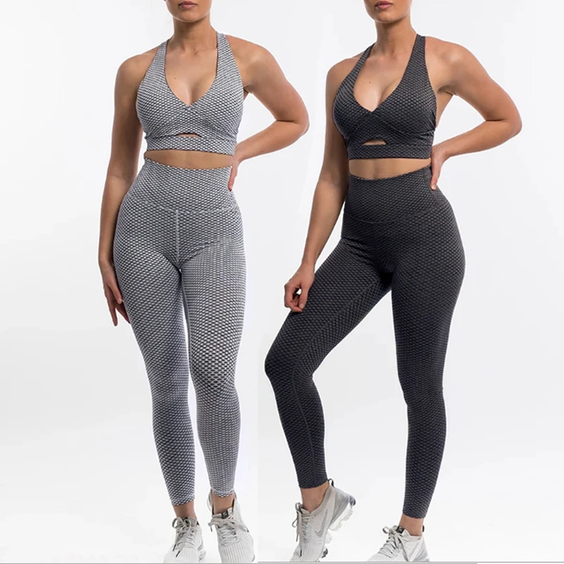 

Trendy 3D fabric plus size S-XL sexy bra scrunch butt legging yoga sets