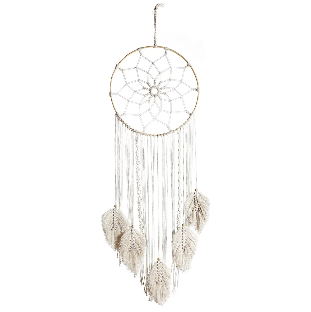 

Hot Sale Fashion Hand Woven Mkouo Dream Catcher Macrame Feather Wall Hanging Tapestry Wall Decoration, Picture