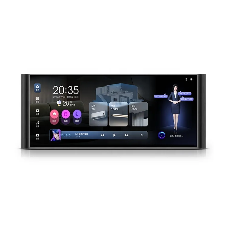 

2023 New generation 12 inch screen touch panel smart home zigbee gateway music background zigbee gateway