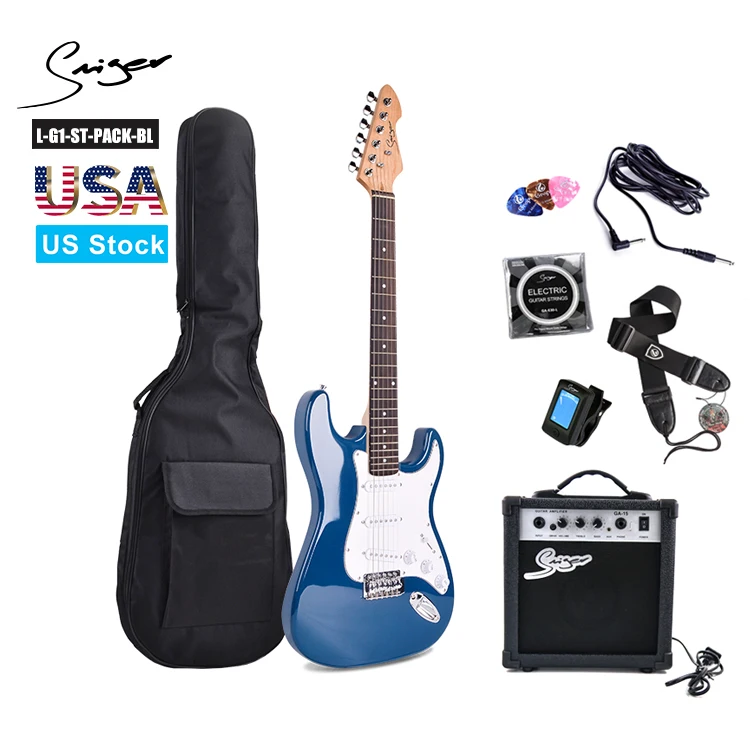 

L-G1-ST Custom brand ST electric guitarra China manufacturer guitar instrument kit, Blue(4 available colors)