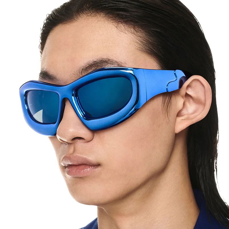

Steampunk Y2K Oval Wrap Around Sunglasses 2023 Men Women Shades Retro Frame Fashion Logo Custom Sun Glasses