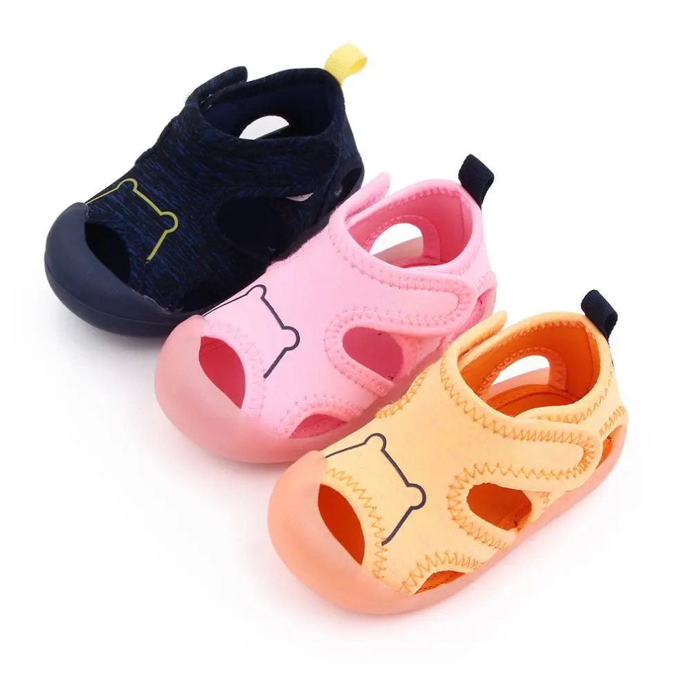 

New arrival Baby prewalk shoes children sports sandals beach, Orange/navy blue/pink