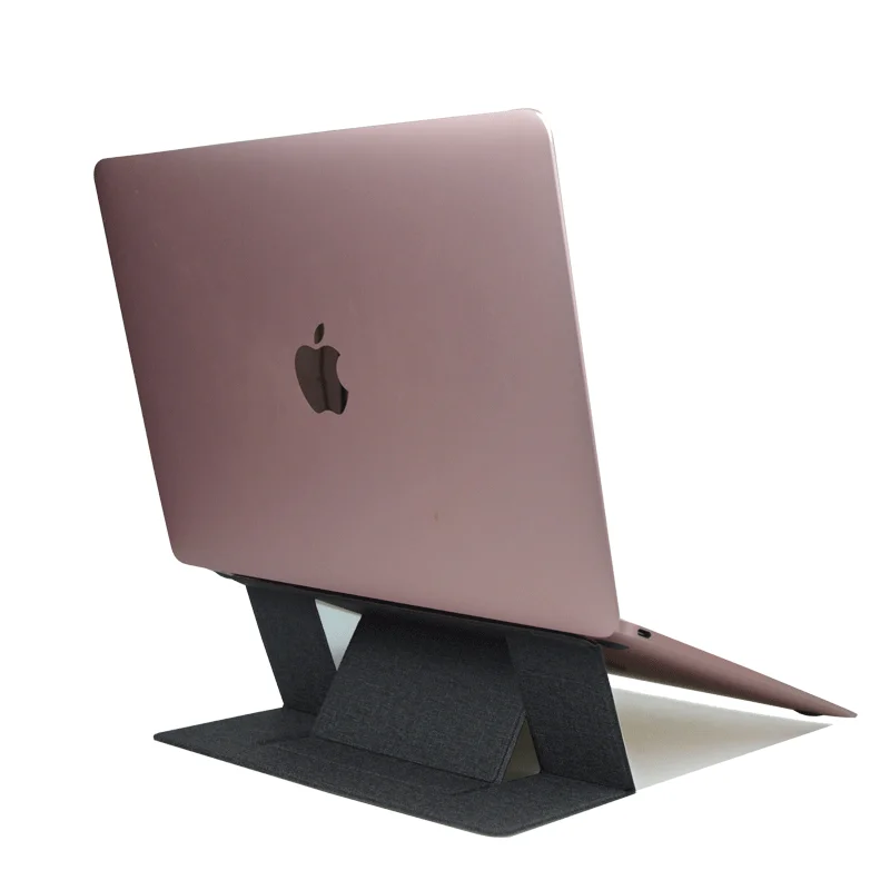 
Quality pu Invisible flexible Adjustable Portable Adhesive foldable laptop stand holder for MacBook pad stand on desk 