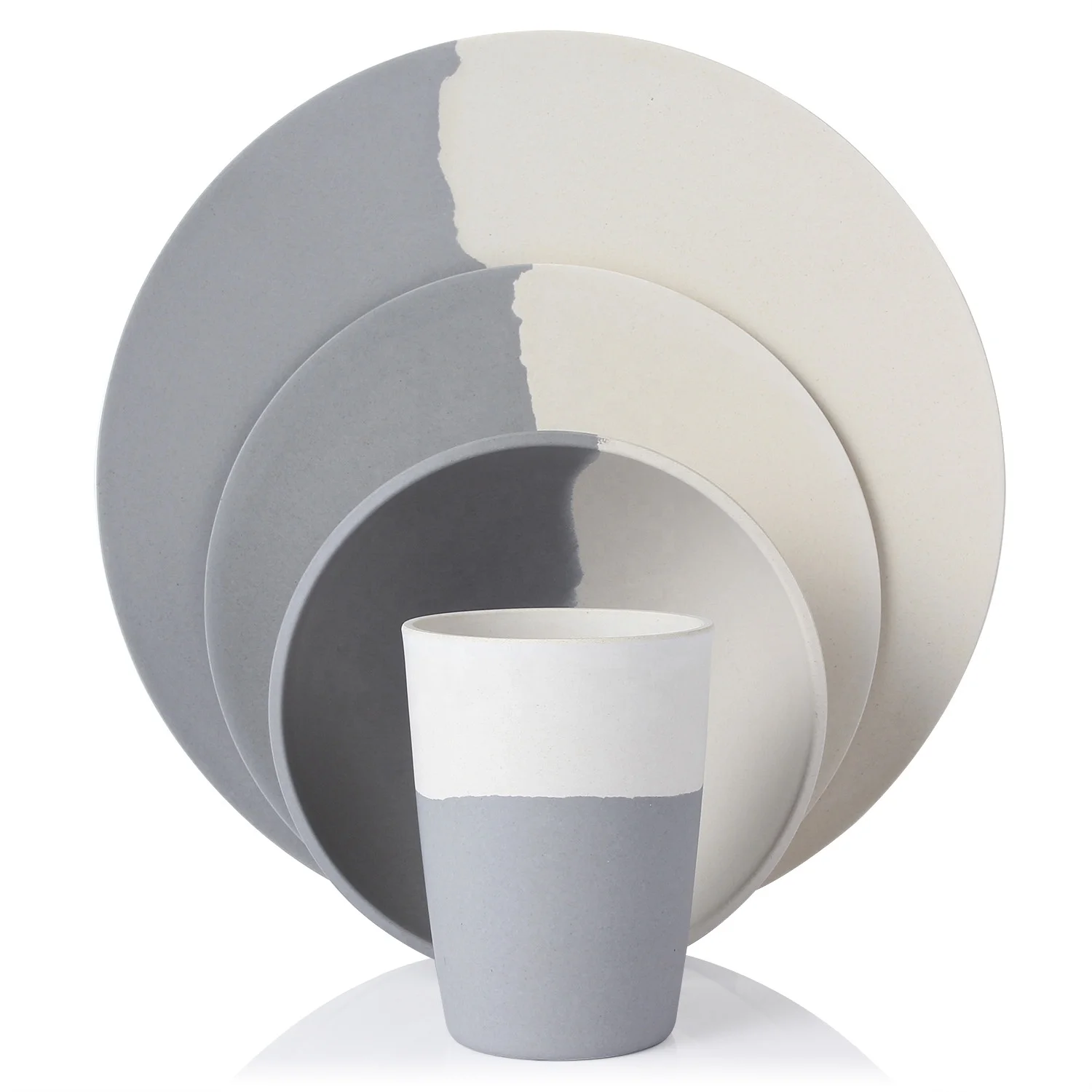 

8 Pcs Eco friendly italian style western dinnerware bamboo fiber cup set