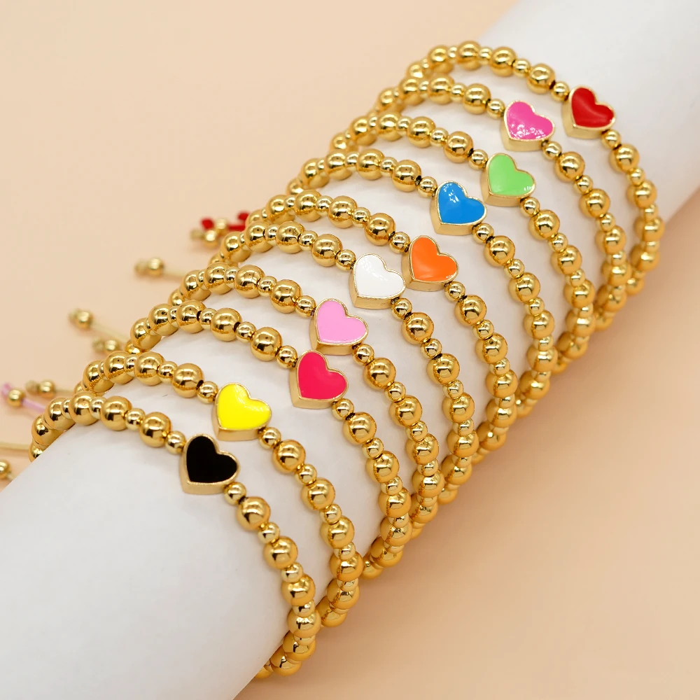 

Go2boho New In Gold Plated Bracelet For Women Enamel Colorful Heart Charm Accessories Friendship Summer Fashion Jewelry