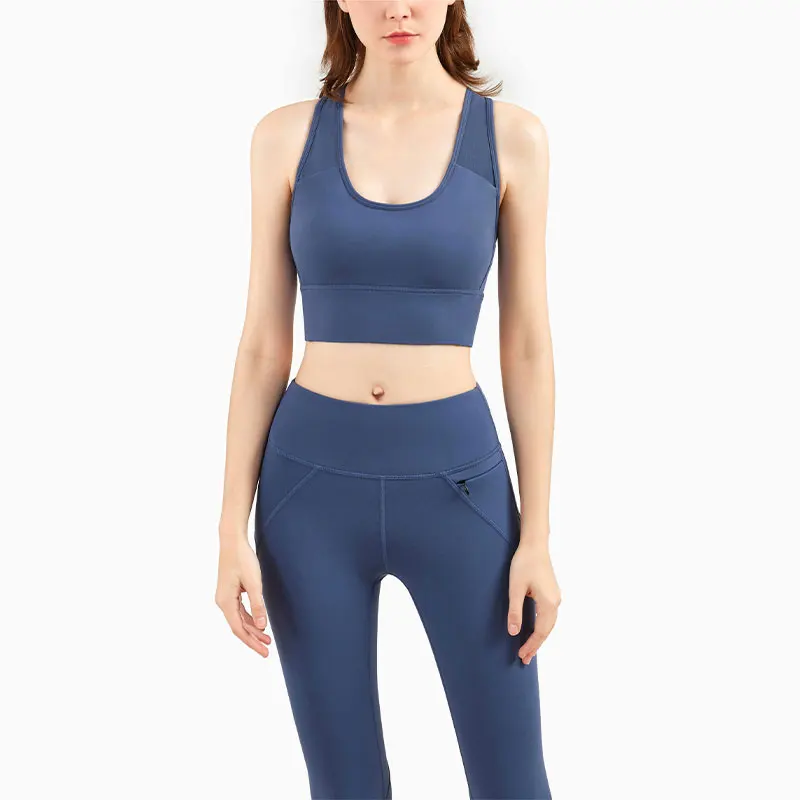 

2 Piece set women Yoga Womens Fitness Workout Nude Seamless Set Custom Logo yoga sets with Zipper pocket