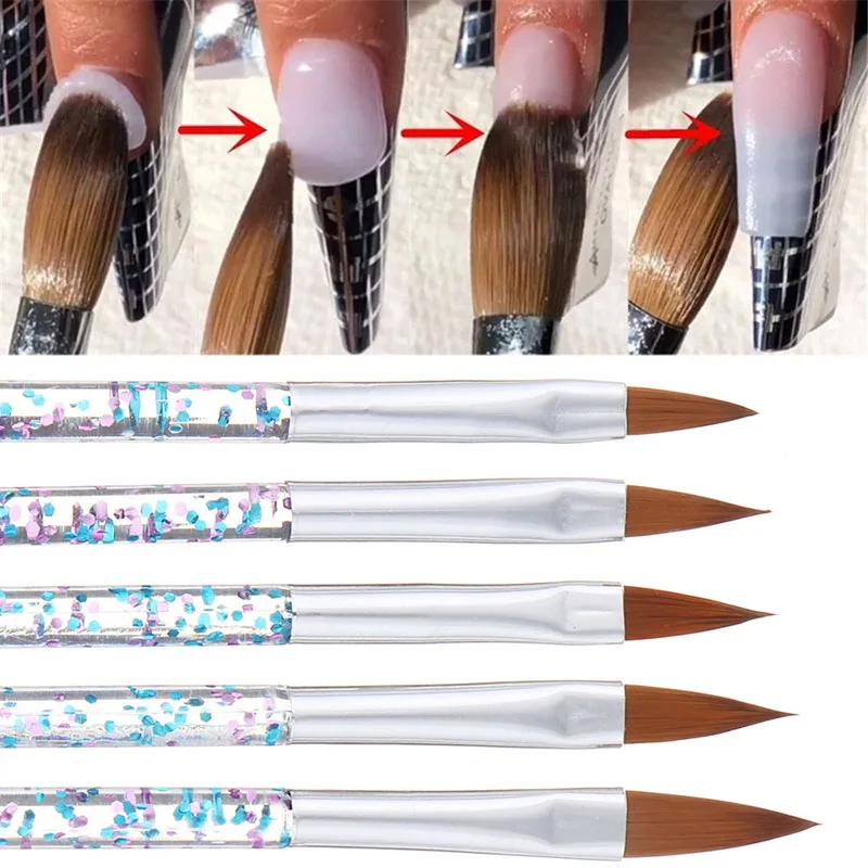 

5 PCS /SET New Engraving Dotting Drawing Painting UV Gel Carving Pen Acrylic Beauty Nail Art Nail Tools Kolinsky Nail Brush, Pink