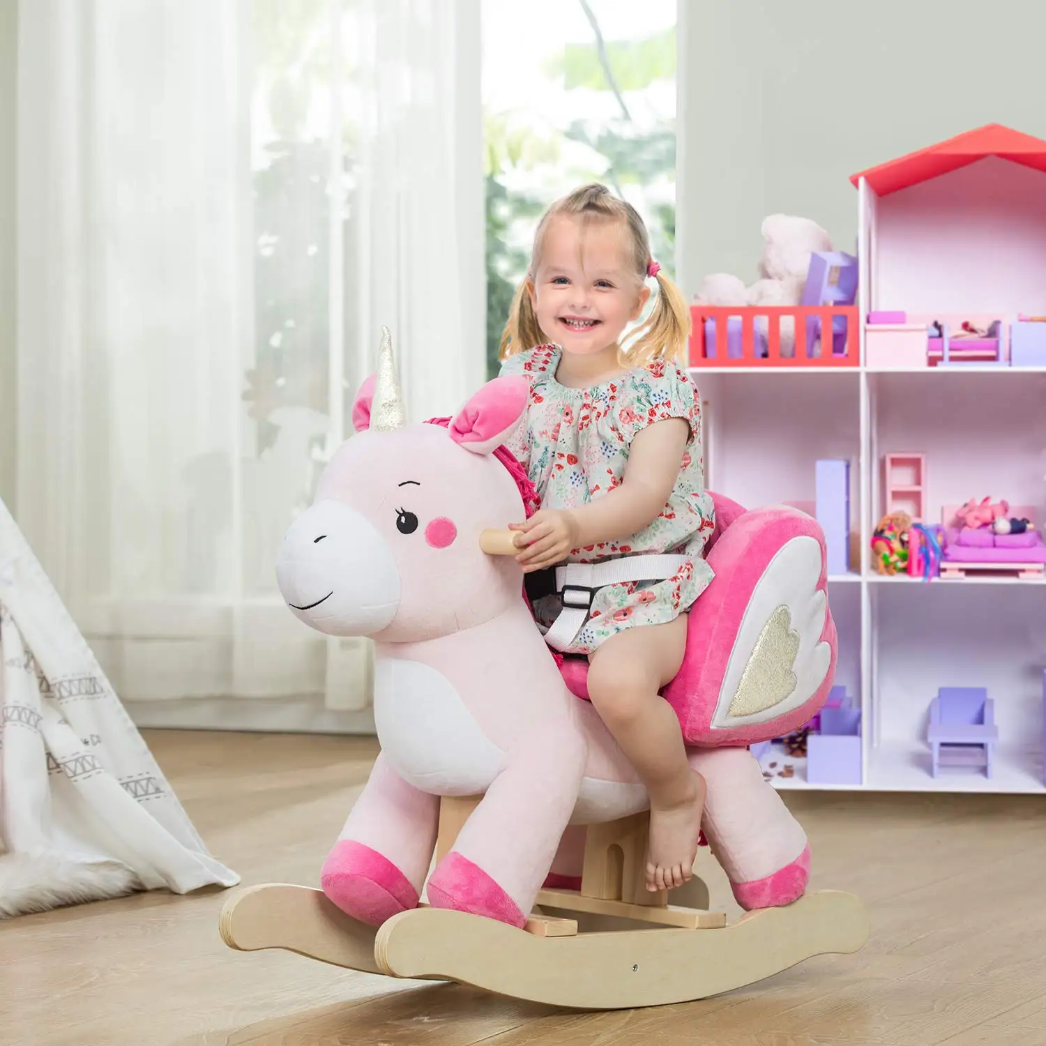 2019 有趣的毛绒动物独角兽婴儿摇马孩子骑玩具