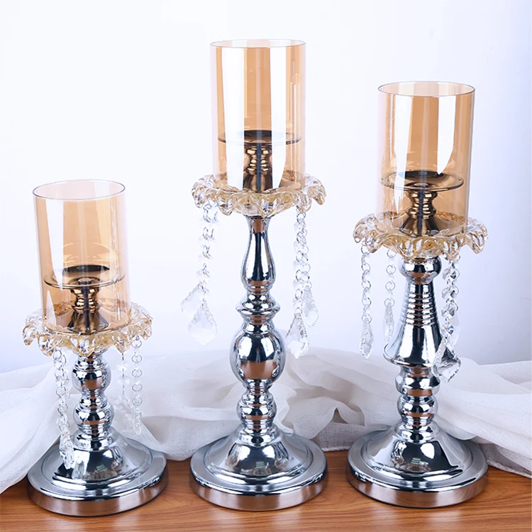 Beautiful Crystal Tall Glass Long-stemmed Candle Holder For Decoration ...