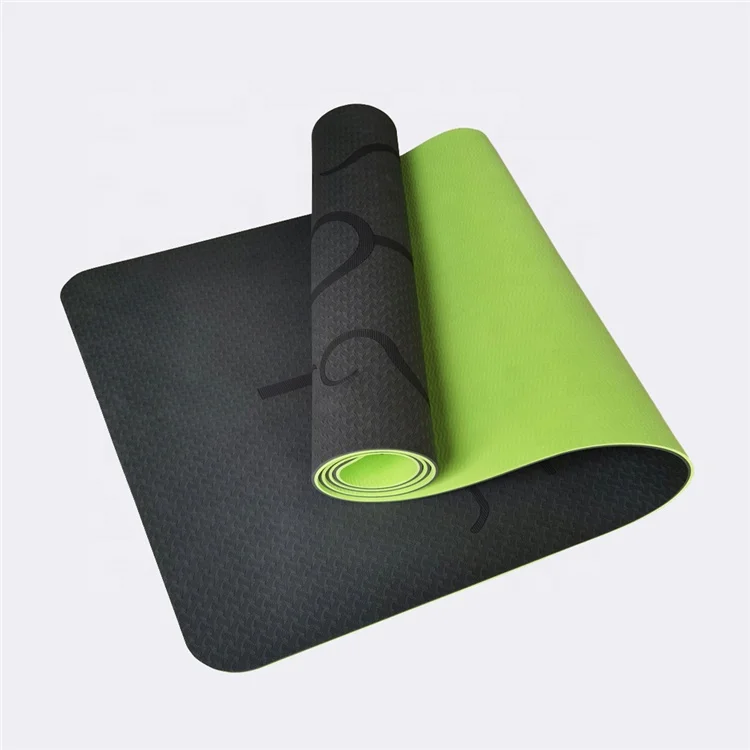 

Eco Friendly Custom Logo Print Waterproof Floor Non-Slip TPE Yoga Mats With Alignment Lines Strap, Customized and displayed