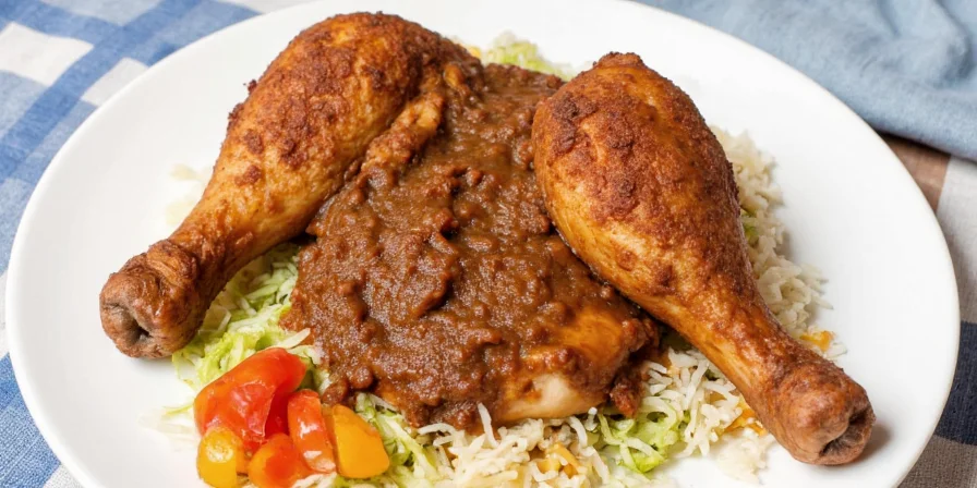 Chicken mole served in a traditional clay bowl