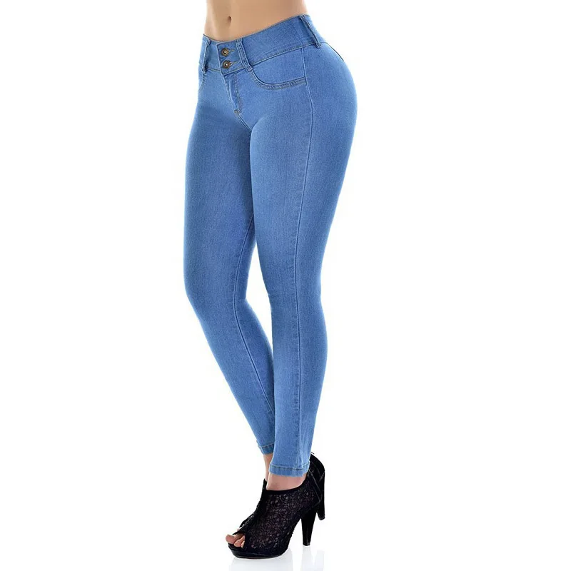 

High Waisted Butt Lifting Slimming Pants Women Stylish Skinny Stretch Jeans, Light blue/dark blue/black